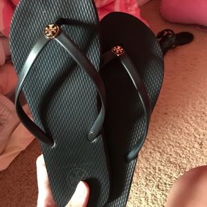 Black Tory Burch flip flops